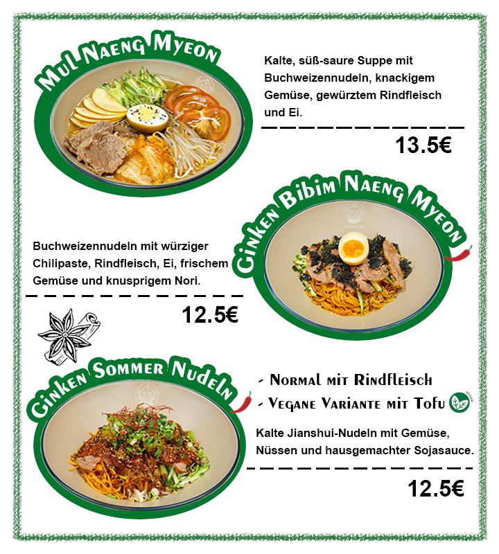 Ginken Sommer Kalte Nudeln: Mul Naeng Myeon, Ginken Bibim Naeng Myeon, Ginken Sommer Nudeln