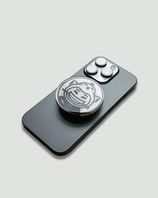 Ginken Handyhalterung ausziehbar mit rundem Logo, Ø 5,5 cm, starke 3M-Klebefläche