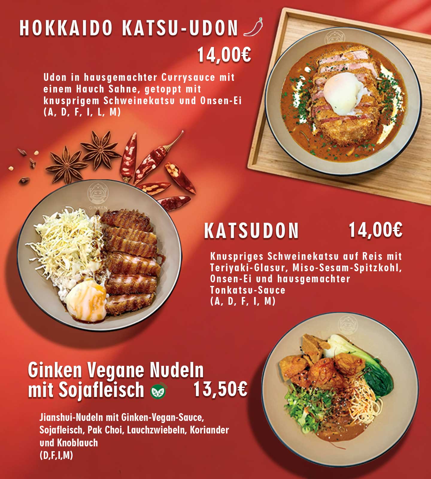 Hokkaido Katsu-Udon, Katsudon, Ginken Vegane Nudeln mit Sajafleisch